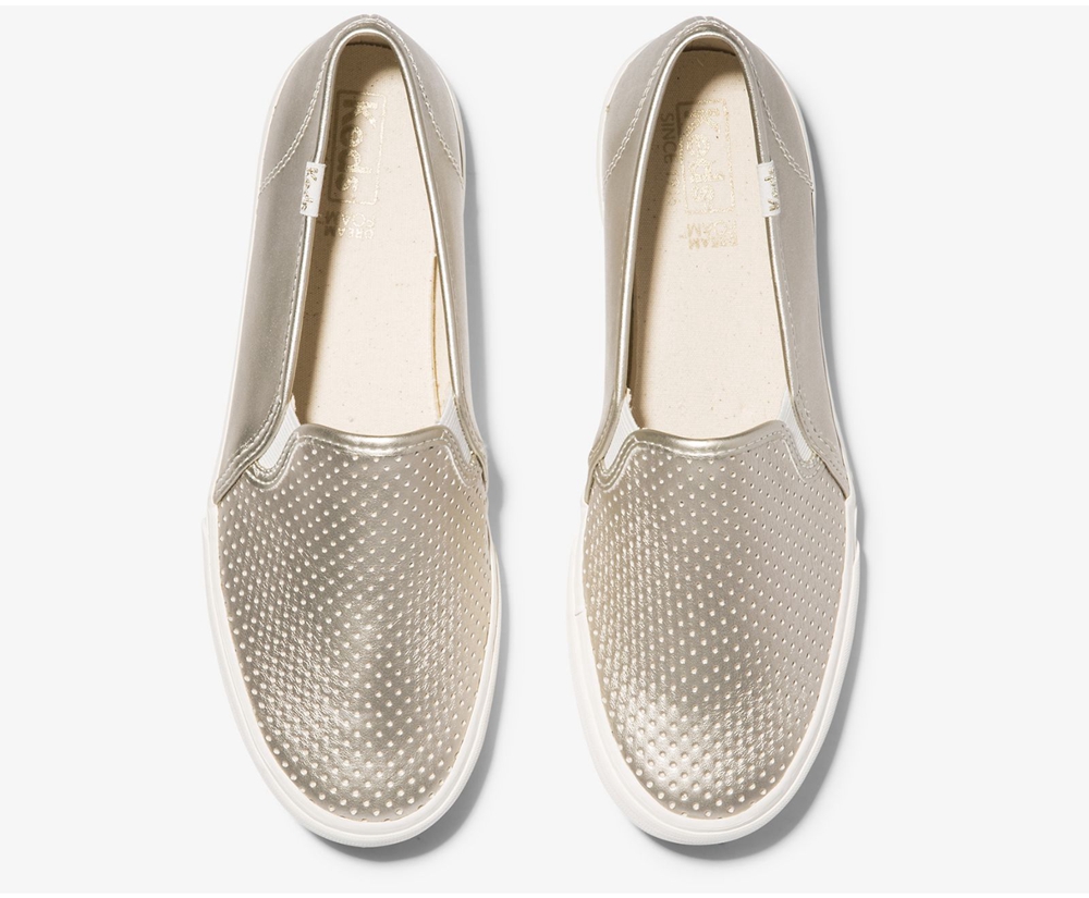 Slip Ons Keds Mujer Dorados - Double Decker Metallic - 0761-MOCNS